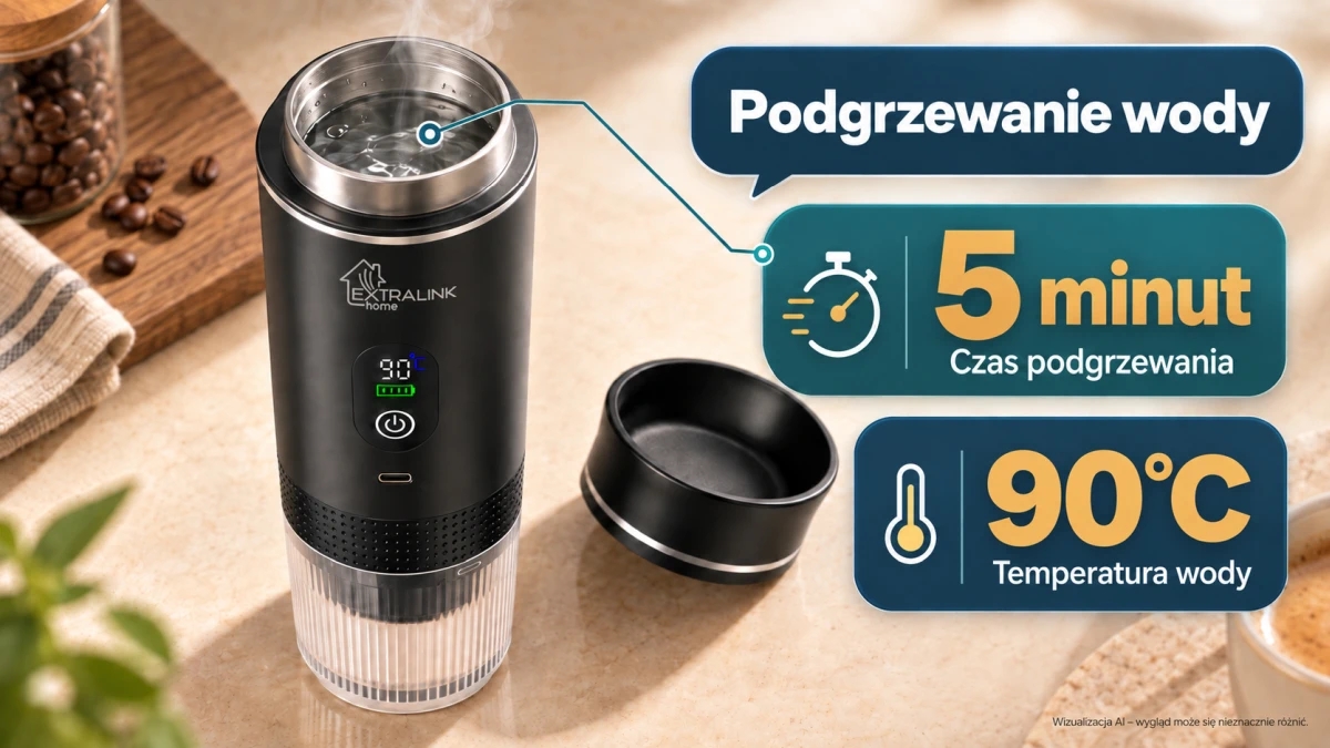 Портативная кофемашина Extralink Espresso2Go с функцией нагрева воды до 90°C.