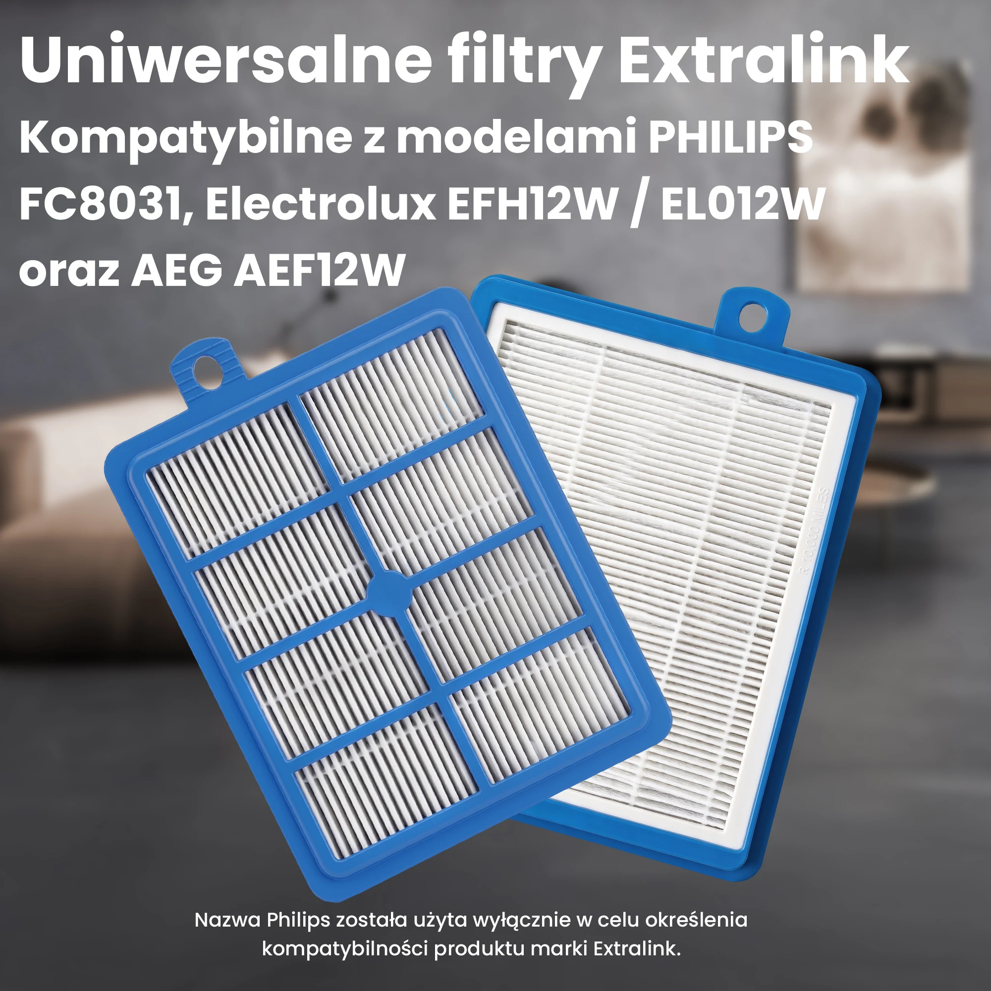 Zmywalny filtr HEPA ExtraLink kompatybilny z Philips FC8031, Electrolux EFH12W i AEG AEF12W