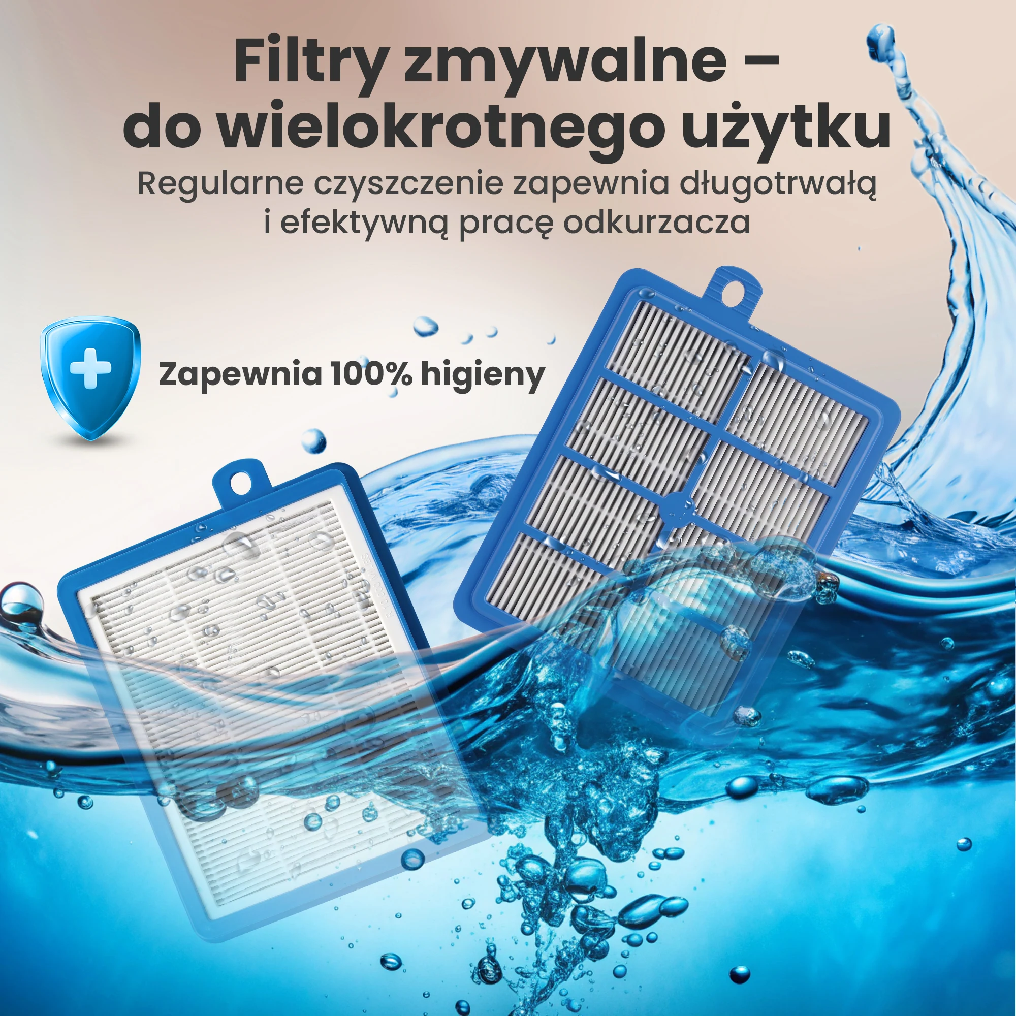 Zmywalny filtr HEPA do odkurzacza czyszczony pod bieżącą wodą