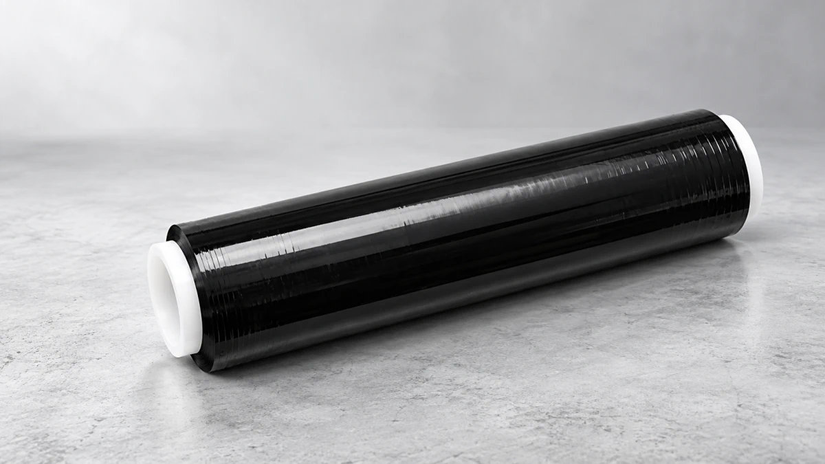 Black Extralink stretch film roll, 50 cm wide.