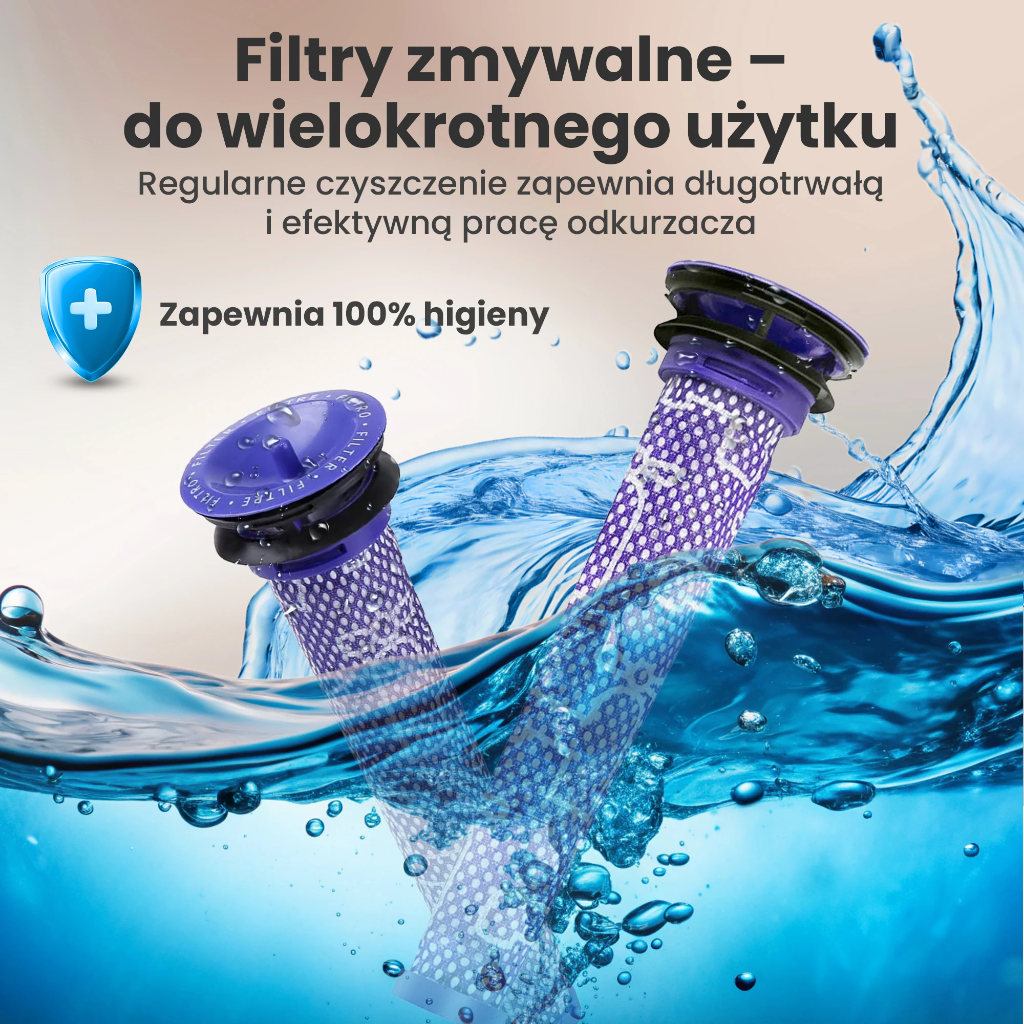 Zmywalny filtr Extralink płukany wodą, przeznaczony do wielokrotnego użycia w odkurzaczu Dyson