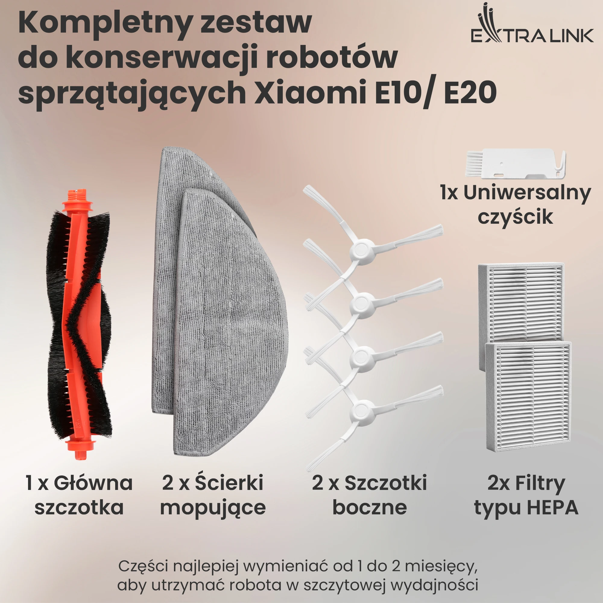 Комплект деталей для Xiaomi E10 и E12 с основной щеткой, фильтрами HEPA, боковыми щетками и мопами