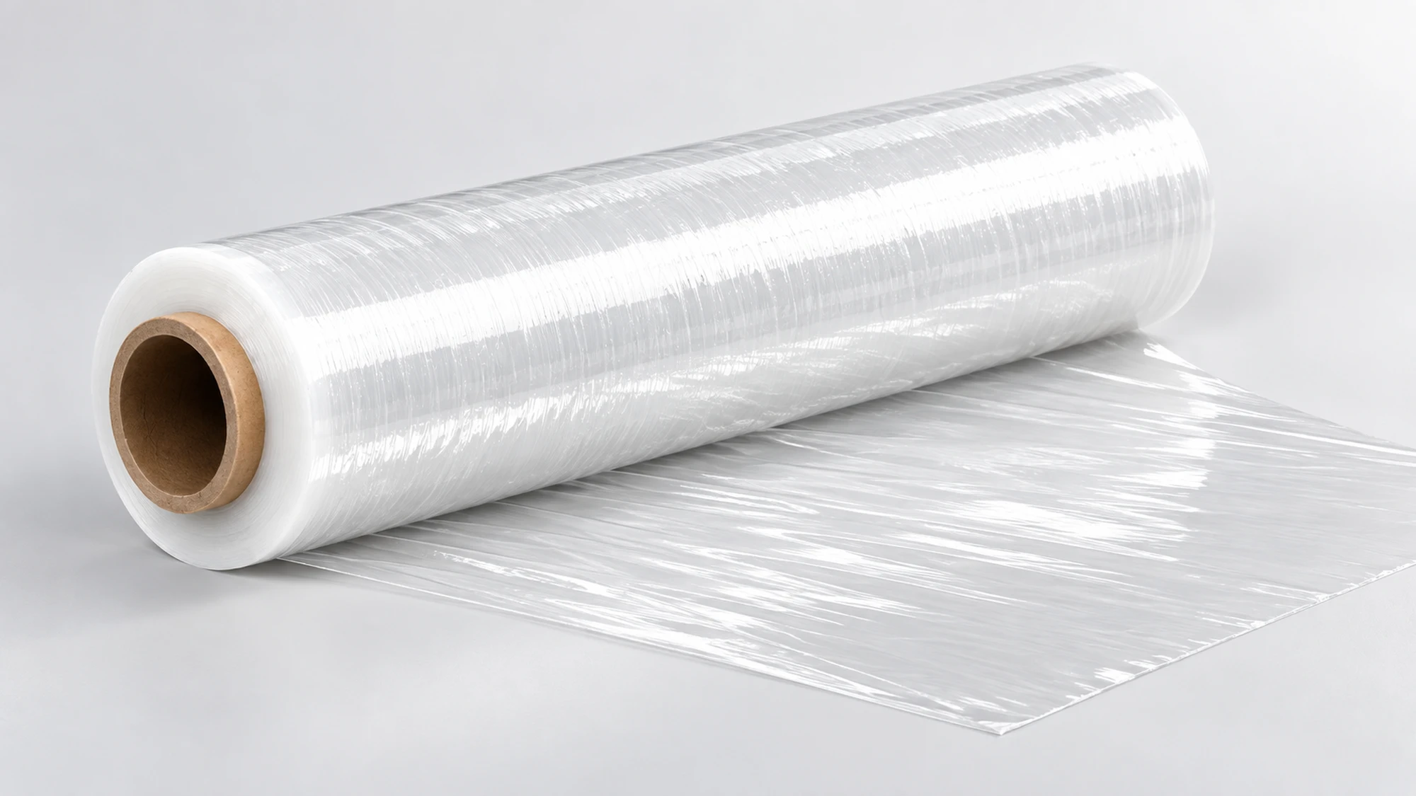 Transparent roll of Extralink stretch film with a layer of film unrolled