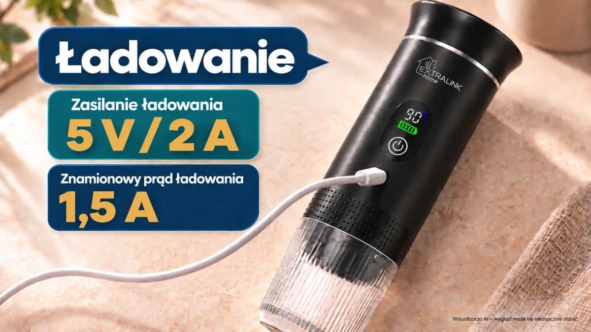 Кофемашина Extralink Espresso2Go, оснащённая портом зарядки USB-C.