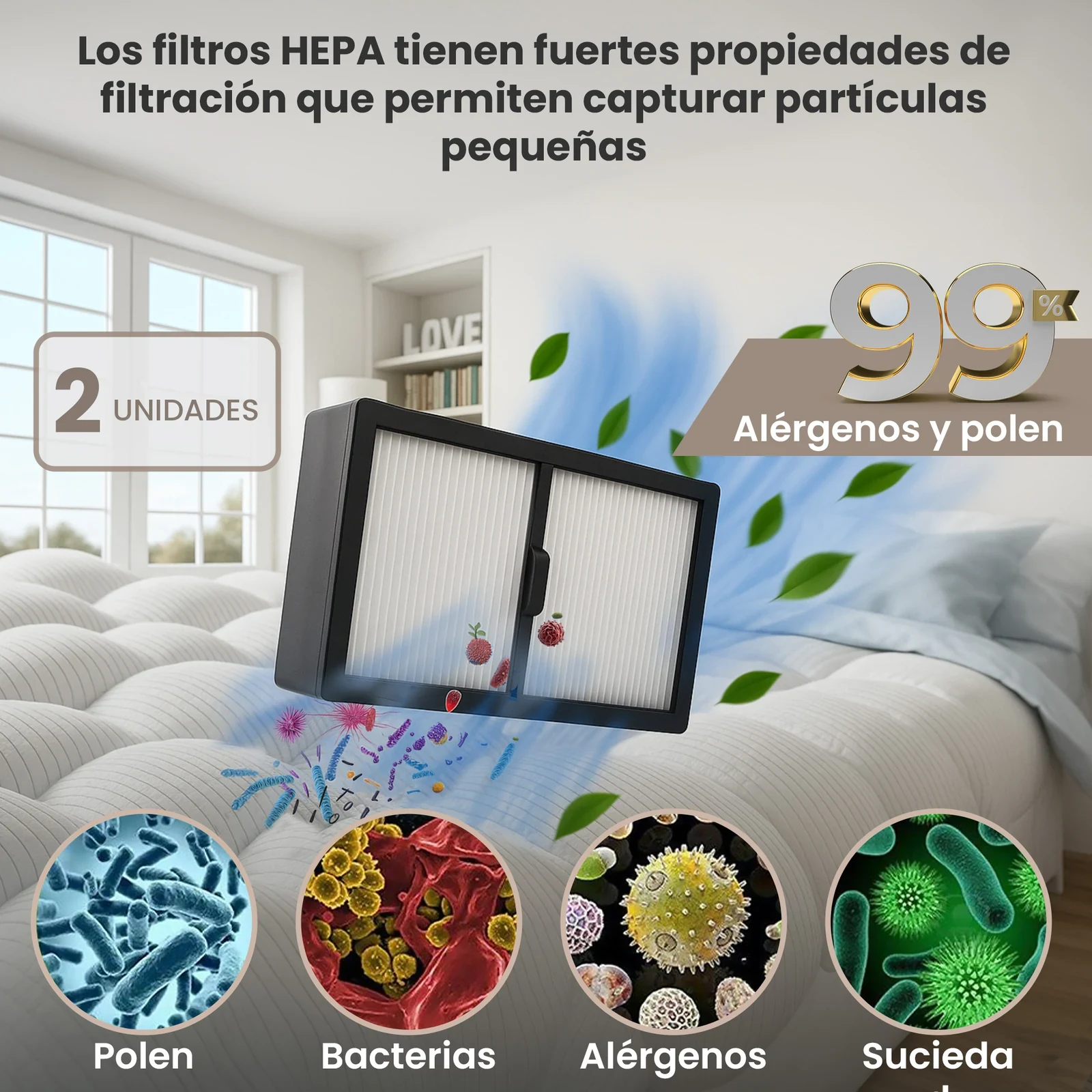 Dos filtros rectangulares blancos con marcos negros