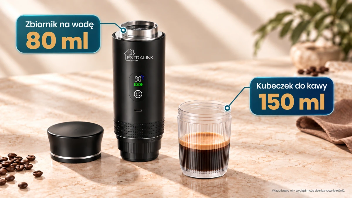 Кофемашина Extralink Espresso2Go со съёмной чашкой для приготовленного кофе.