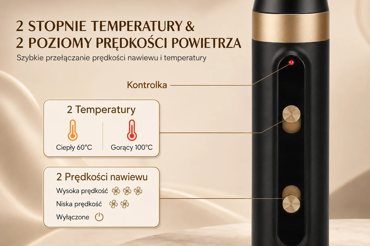 Panel lokówko-suszarki Stay Beauty M-17934 z dwoma temperaturami i dwoma prędkościami nawiewu