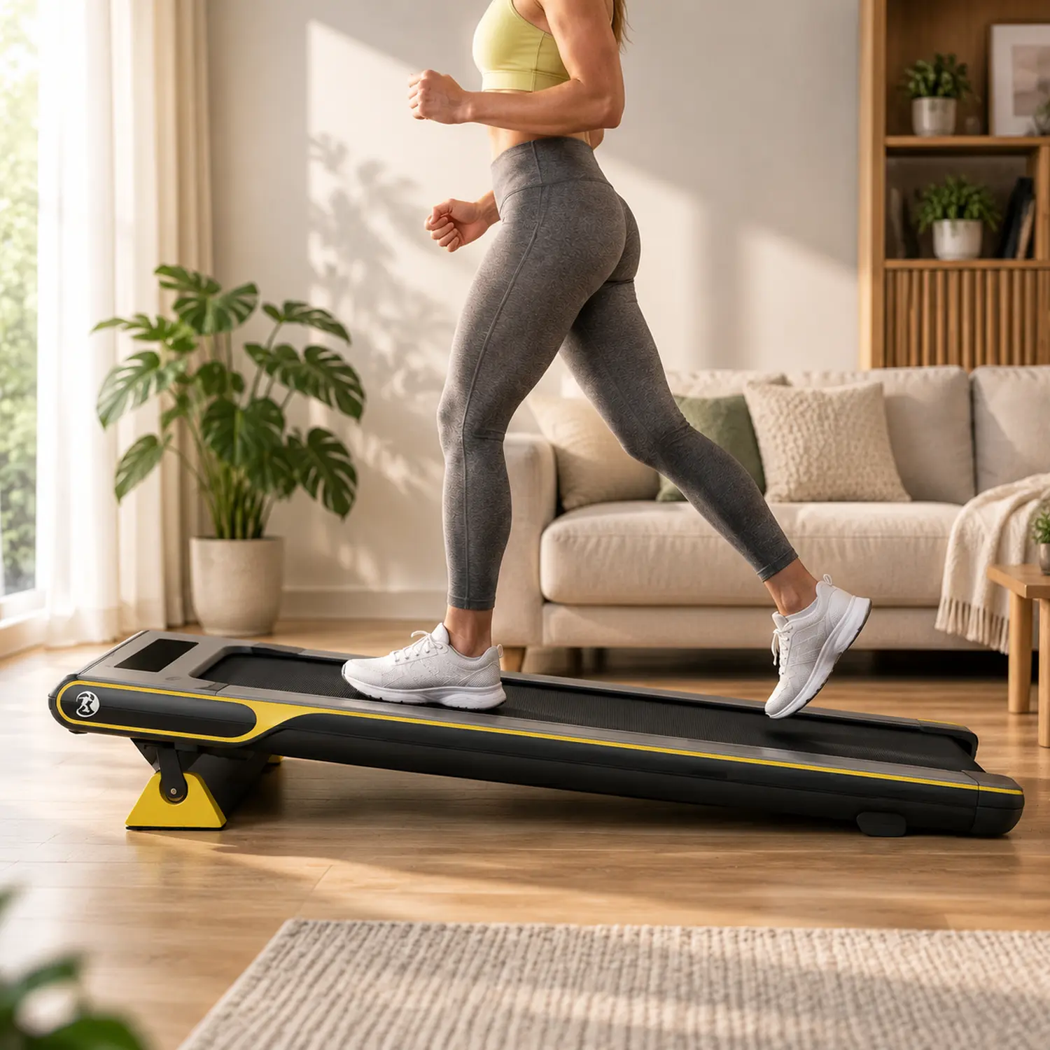 StayFit Vibe bieżnia domowa z ustawionym nachyleniem podczas treningu w mieszkaniu