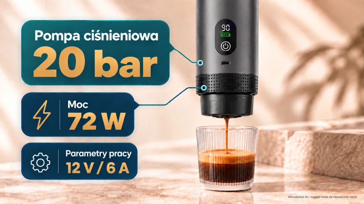 Macchina da caffè portatile grigia Extralink Espresso2Go con pompa da 20 bar.
