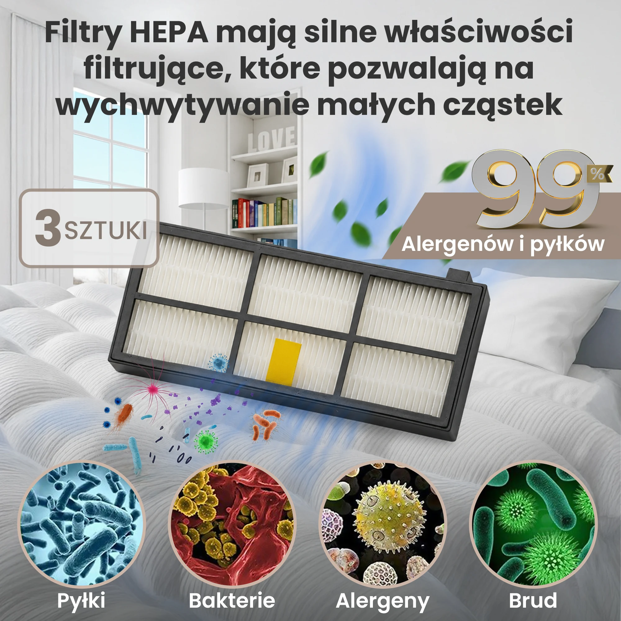 Filtr HEPA AeroForce do Roomba 800 z ramką i uchwytem, przeznaczony do wymiany w robocie