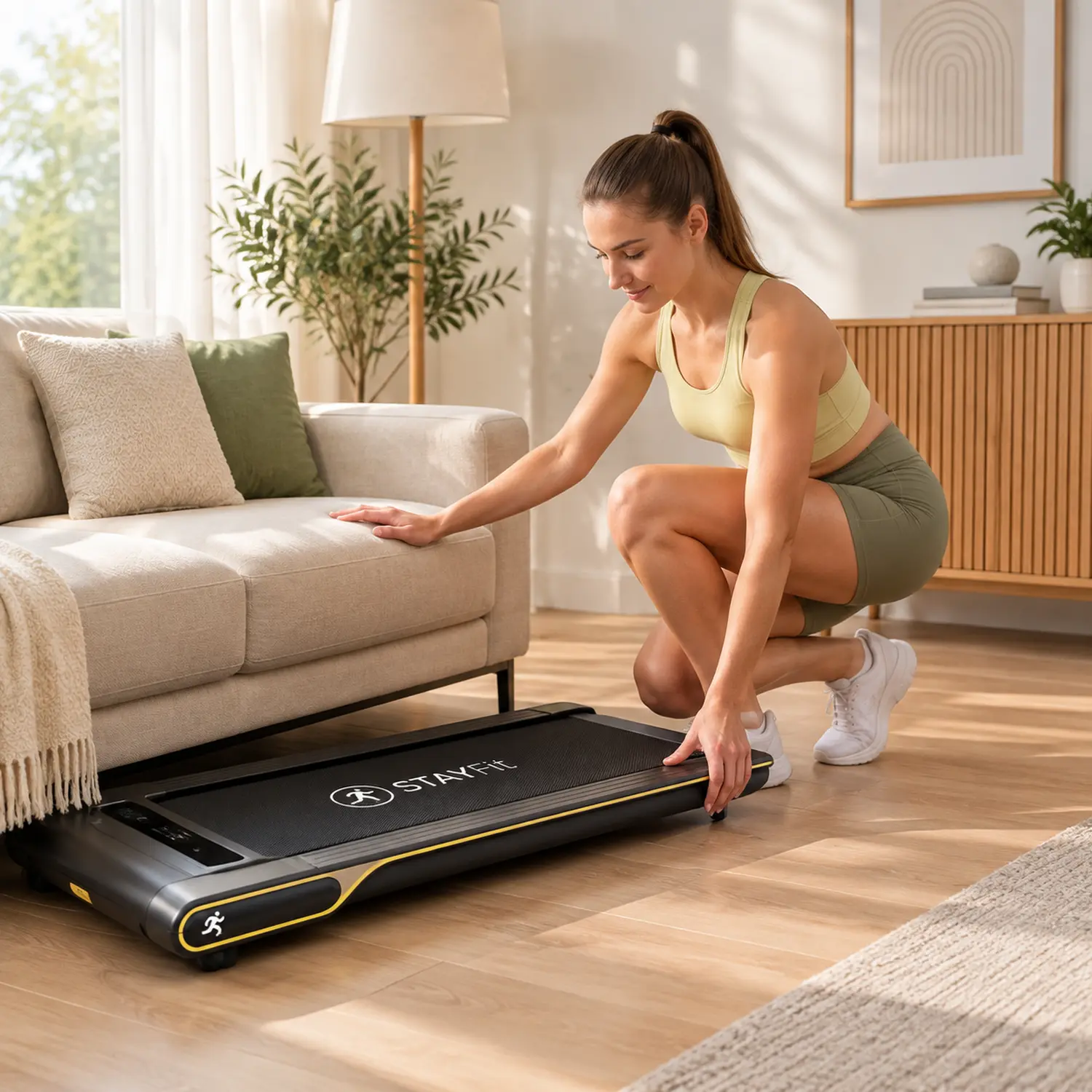 StayFit Vibe składana bieżnia domowa przygotowywana do przechowywania