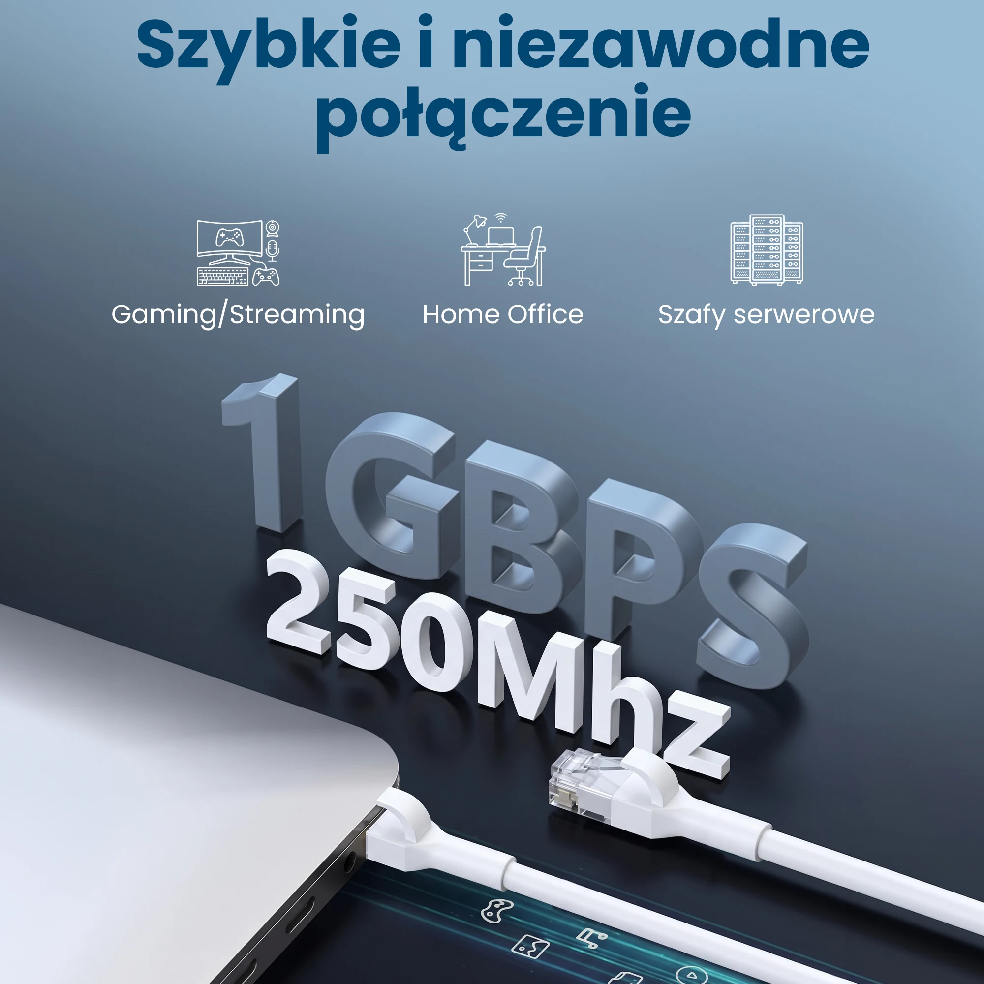 Patchcord Cat.6 U/FTP do sieci 1 Gb/s wykorzystywanej w gamingu, streamingu i pracy biurowej