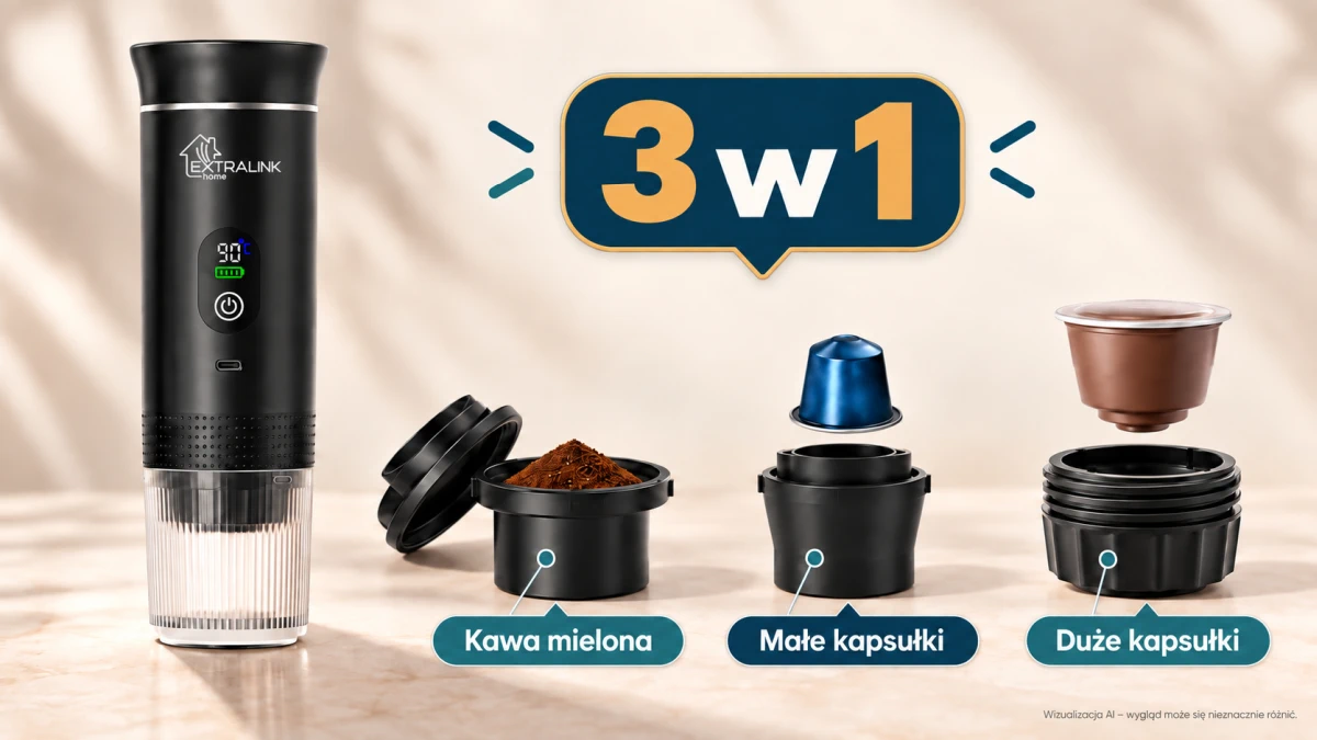 Портативная кофемашина Extralink Espresso2Go 3 в 1 с аккумуляторным питанием.