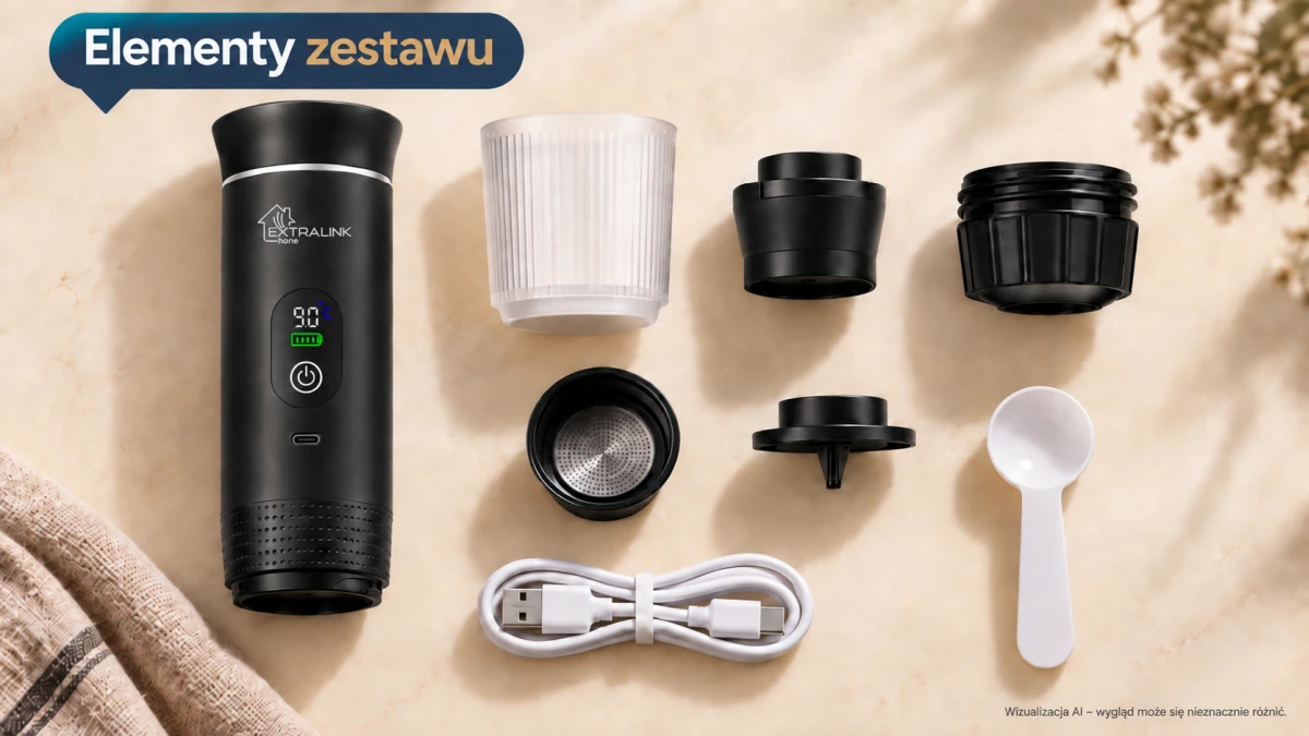 Кофемашина Extralink Espresso2Go 3 в 1, предназначенная для использования дома и в поездках.