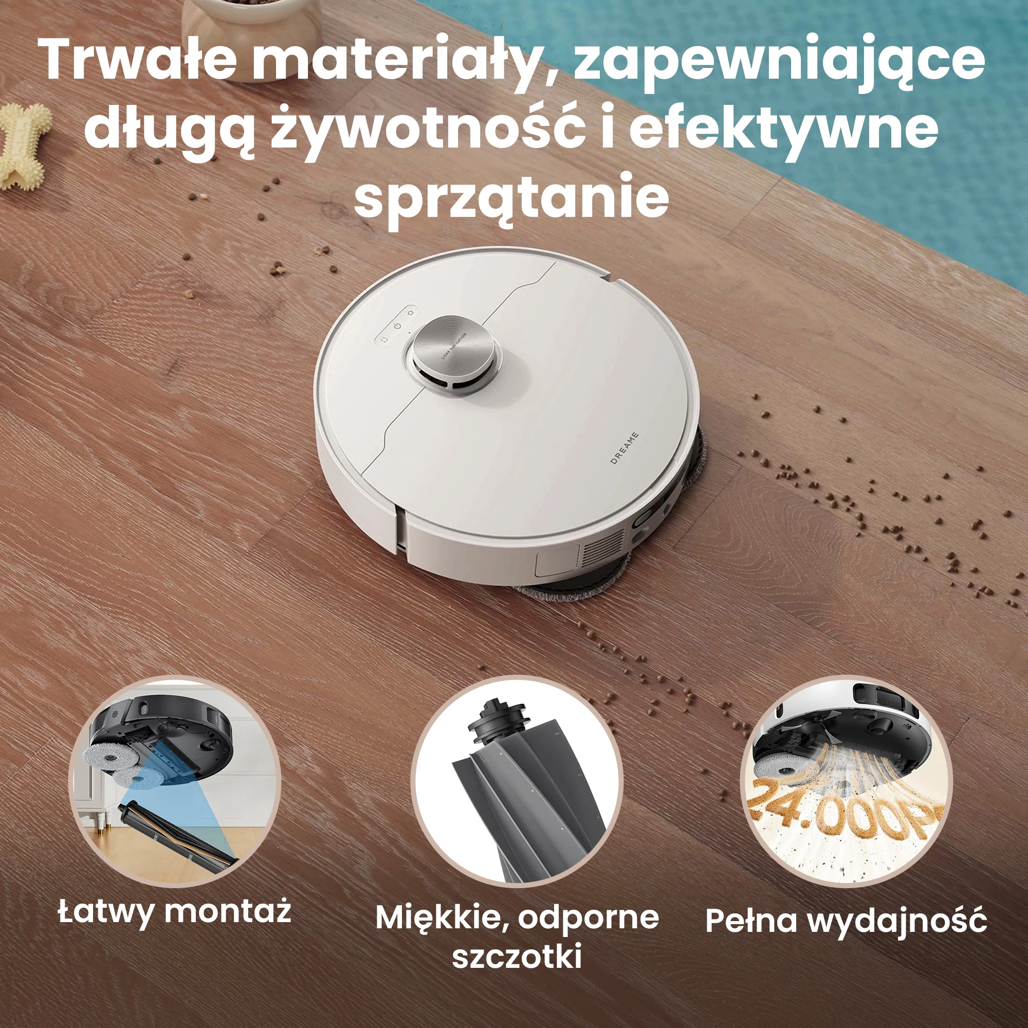 Spazzola principale in gomma per robot Dreame destinata alla raccolta quotidiana dello sporco