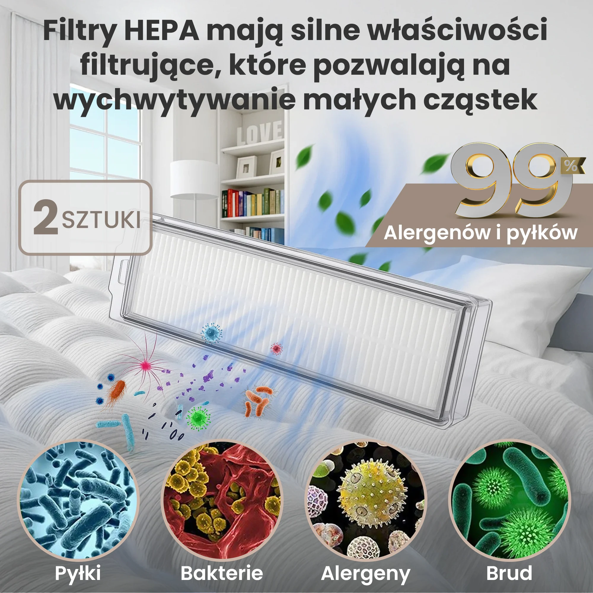 Dwa filtry HEPA z siatką wstępną do robotów sprzątających Roborock S8