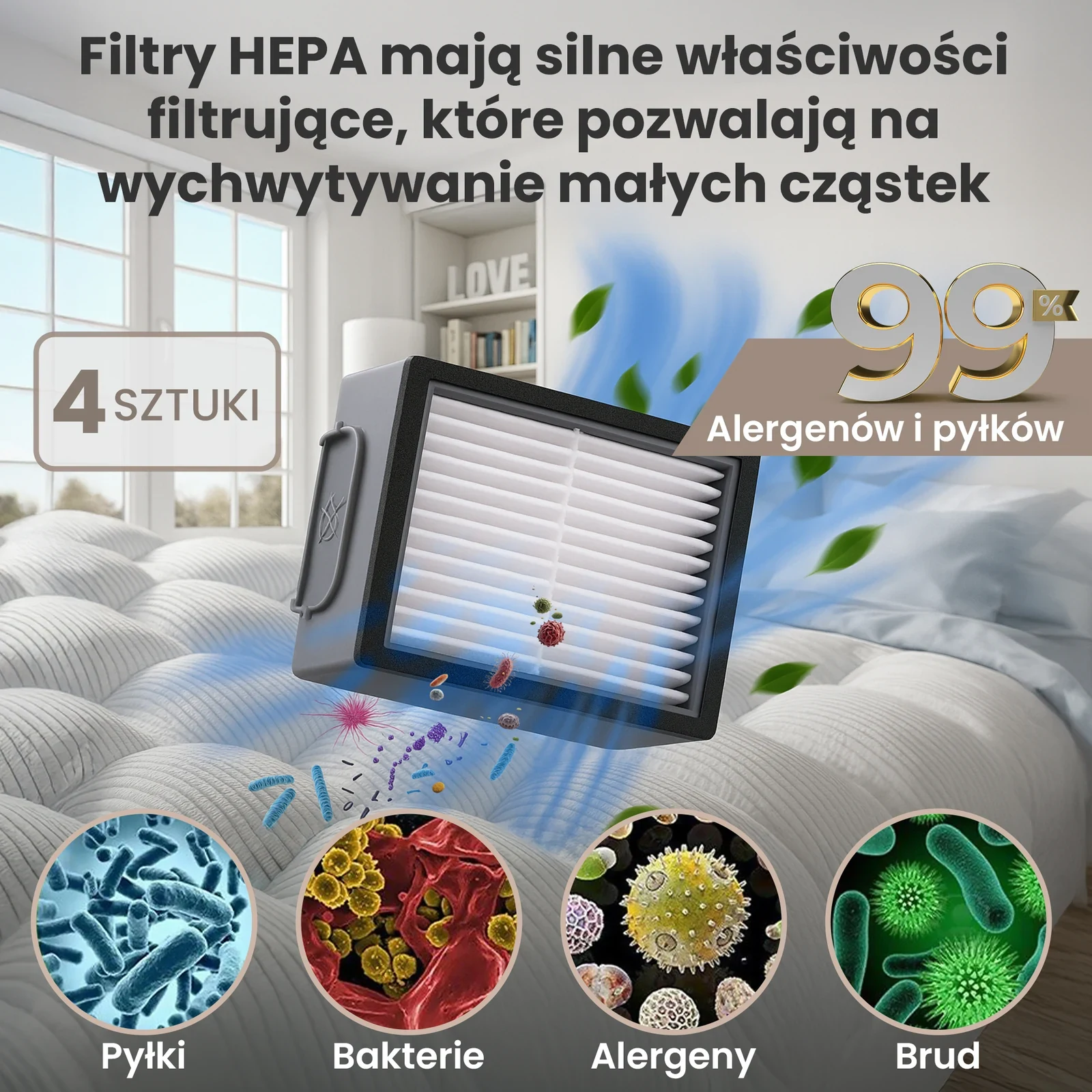 Filtr HEPA do robota iRobot Roomba na tle jasnego wnętrza