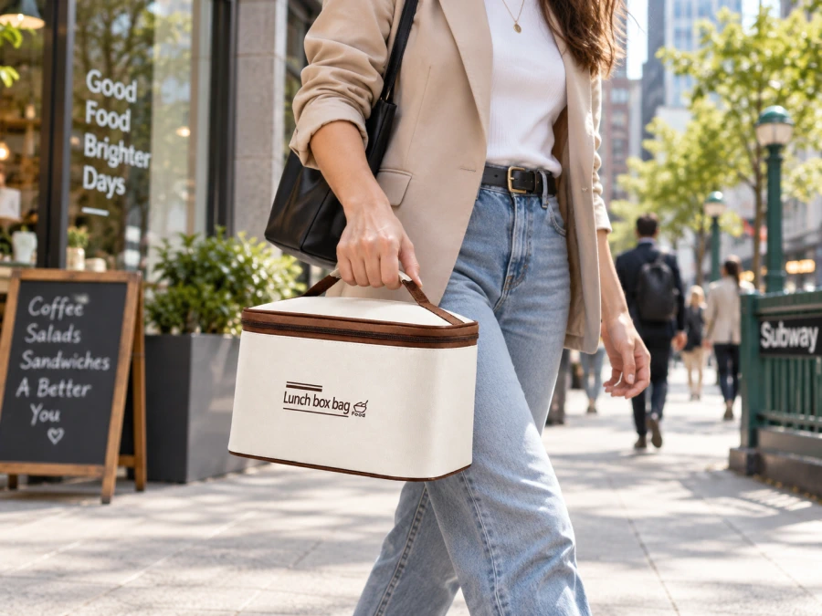 Komplettes LunchBox-Set mit vier Behältern und Thermotasche zum Transport von Mahlzeiten.