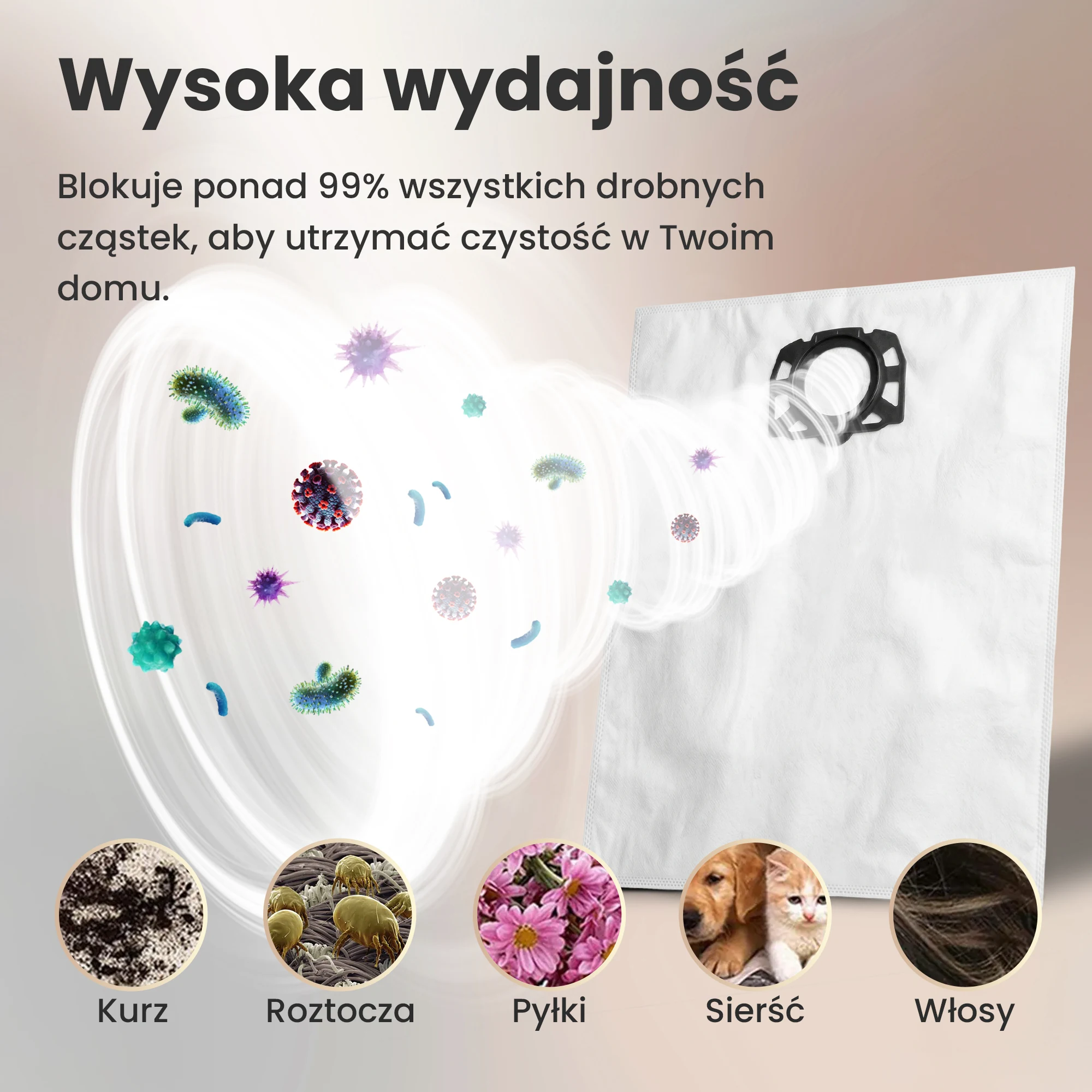Worek Kärcher zatrzymujący pył, trociny i inne drobne zanieczyszczenia podczas sprzątania