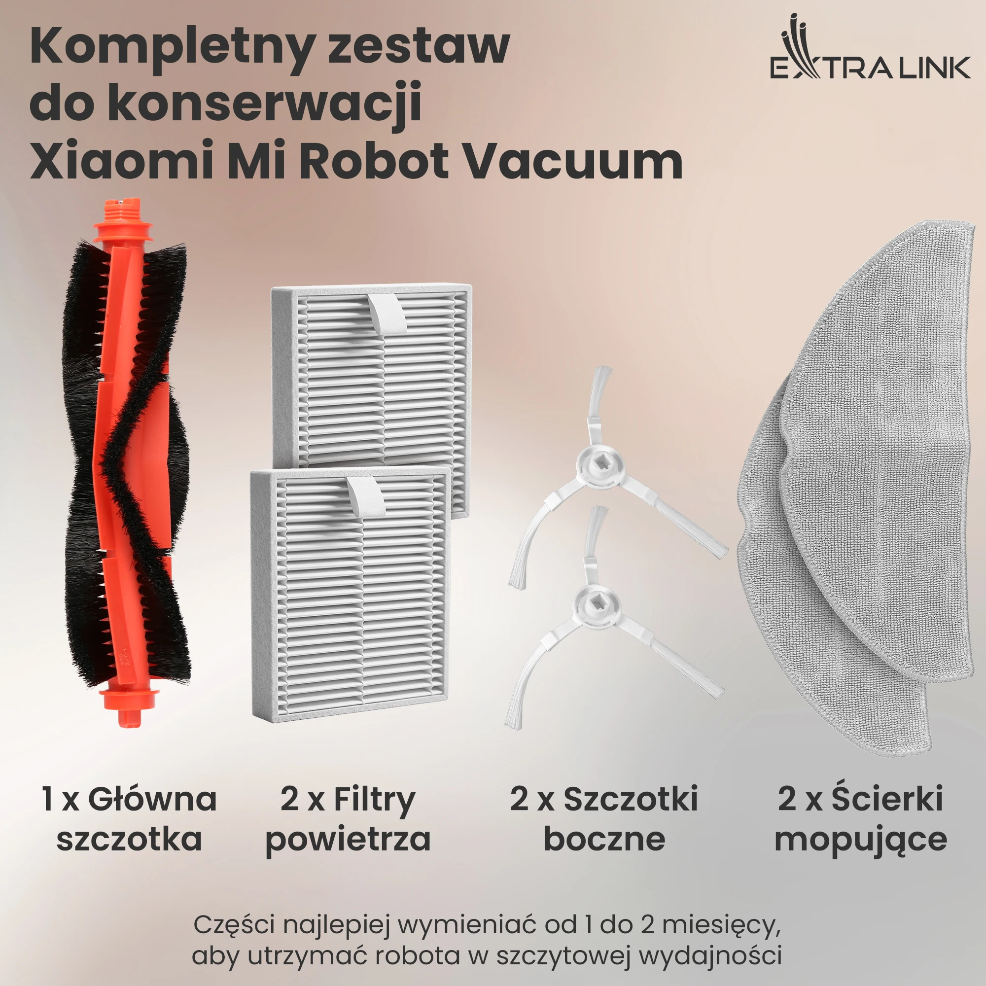 Komplet do konserwacji Xiaomi Robot Vacuum S20 z wałkiem, filtrami, szczotkami bocznymi i mopami
