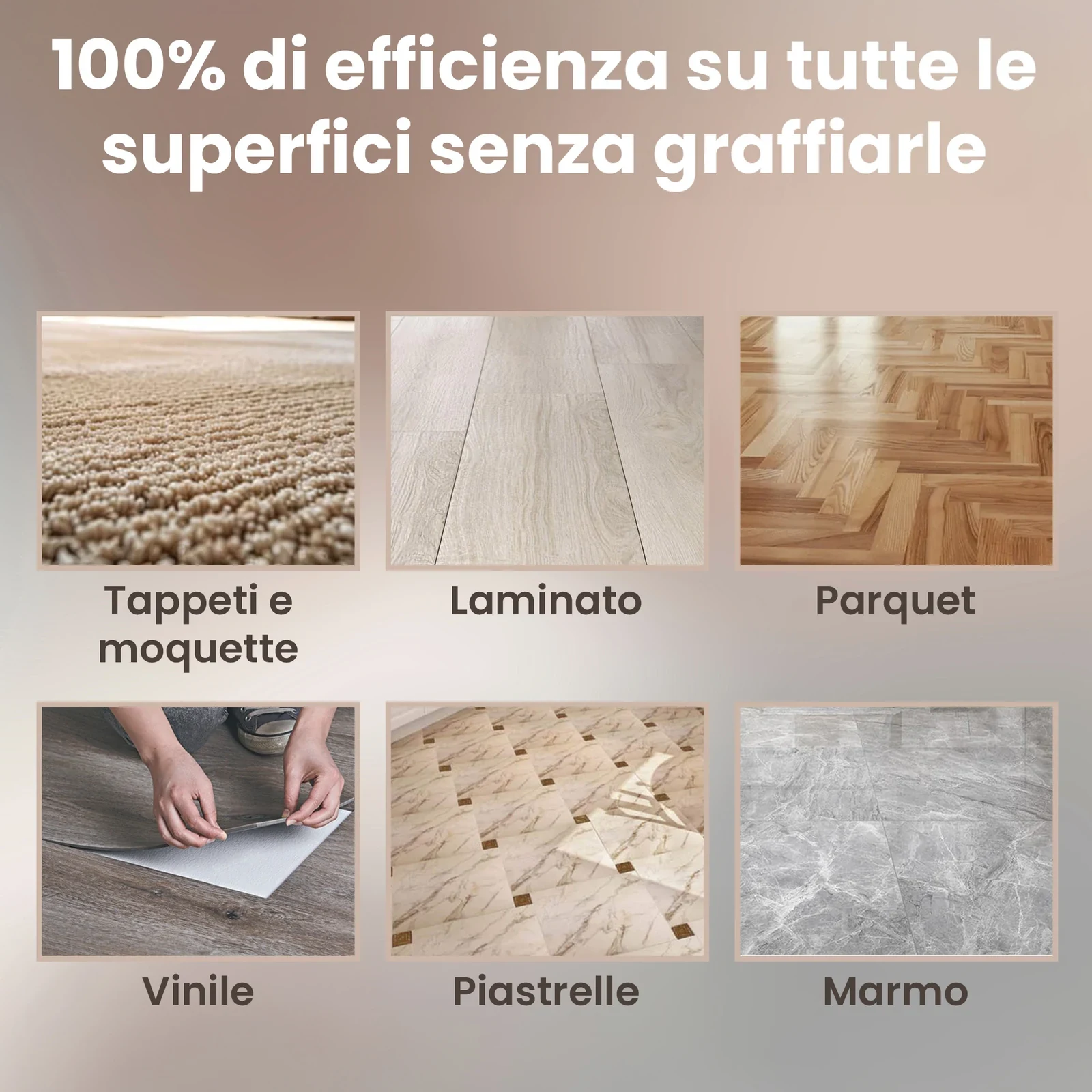 Confronto tra tappeto, pannelli, parquet, vinile, piastrelle e pavimento in marmo